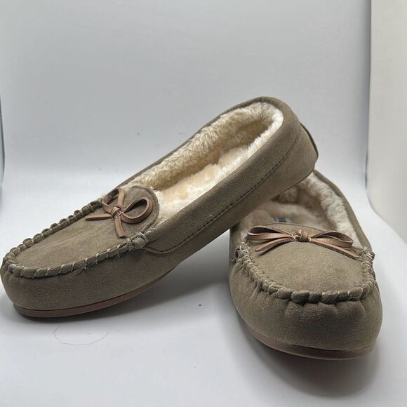 Cushionaire Women's Moccasin Slipper +Memory Foam 8 STONE - Picture 7 of 7